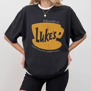 Retro Luke's Diner T shirt, Luke's Diner Shirt, Stars Hollows Shirt, TV Show Fans Gift, Women's Letter Print Short Sleeve Tee PME