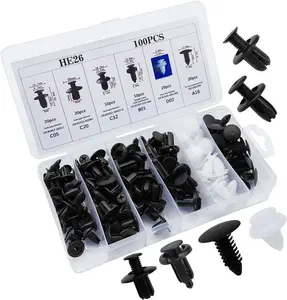 100PCS Car Clip Retainer and Fastener Set, Push Trim Bumper Clips, Plastic Rivets, Door Panel Pins, Rivet Remover Tool, Automotive Interior Trim Repair Kit