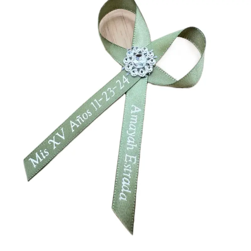 Customizable Blue Event Ribbons with White Rose Accent - Add Custom Text, Quinceañera Gifts, Office Stationery & Wrapping Supplies