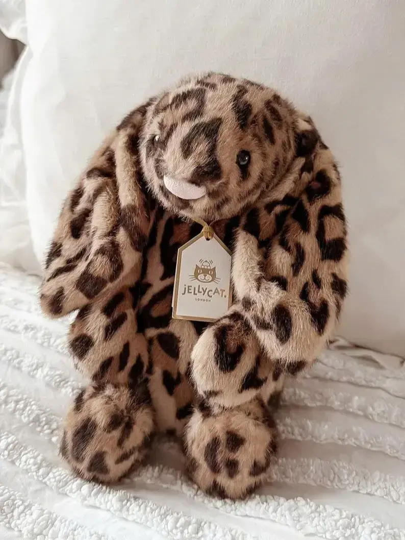 Hard to Find Jellycat Leopard Bunny | Luxury Plush Gift | Limited Stock USA, Jellycat Cobblehop Ruby Leopard Plush Bunny with Dust Bag, Rare Spotted Stuffed Animal, Collector Gift, NWT US Stock, Unique Gifts for Girlfriend