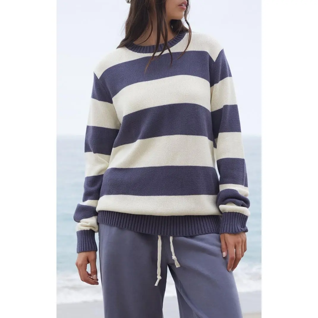 John Galt Women's Blue Striped Sweater