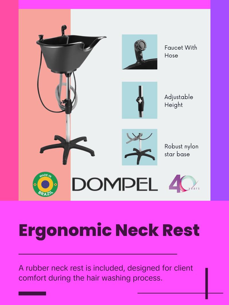 Bundle Wash Unit, Portable Shampoo Sink, Includes Drain Hose and Faucet with Hose, Headrest and Set of 4 Hair Brushes. - Dompel