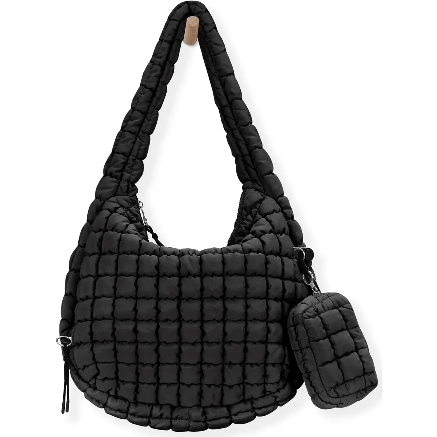 Puffer Tote Bag for Women Large Quilted Puffy Daily bag Lightweight Shoulder bag with small bag Tote Bag Plain Pattern