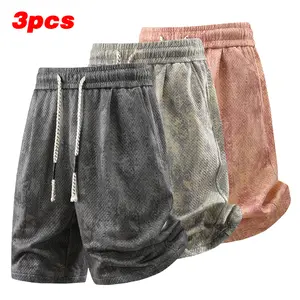Men’s Lightweight Quick-Dry 3-Pack Athletic Shorts – Stylish casual running and gym gear, breathable polyester/spandex blend, perfect for the beach and outdoor activities, featuring an adjustable elastic waistband