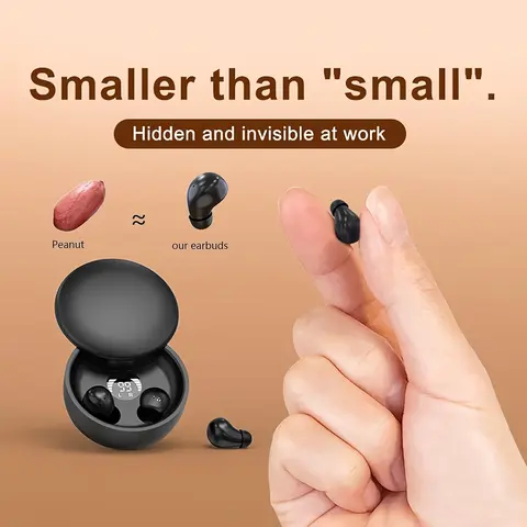 INSONIXN Mini Invisible Wireless Bluetooth Earbuds - Low-Profile Silicone Earplug, Small Ear Canal Ergonomic Design, HD Noise-Cancelling Audio Headset, IPX5 Water Proof, Automatic Stable Connection, Rechargeable for iOS/Android/Mac, Unique Gifts for Men