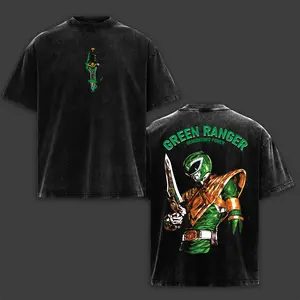 Green Ranger Power Rangers T-Shirt, Unisex Oversized Acid Washed Streetwear Top in Premium Cotton with a Seamless Round Neck