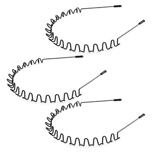 3 Pcs Metal Headband for Men & Women Wavy Wired Zigzag Spring Sports Fashion Headwear Non Slip Hair Hoop Hair Accessories