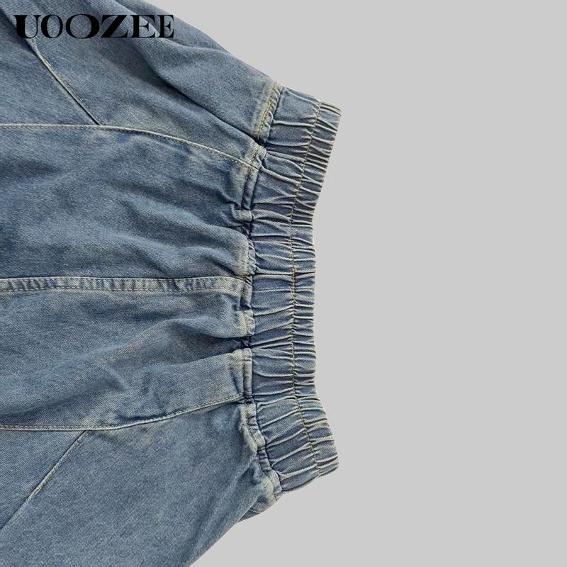 UOOZEE Women's Spring Autumn Boyfriend Style Retro Jeans Solid Color Oversized Loose Pleated Pockets Elasticity High Waist Lady Jean Pants Bottoms(Fits Larger at Waist - Check Size Guide or OrderOne Size Down) Casual stacked jeans baggy jeans