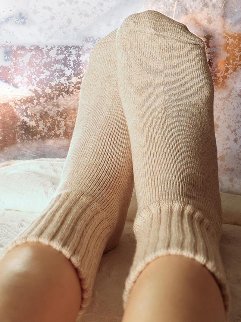 Women's Solid Mid-calf Socks, Casual Soft Comfy Warm Socks for Fall & Winter, Women's Socks for Daily Wear Women's Solid Mid-calf Socks, Casual Soft Comfy Warm Socks for Fall & Winter, Women's Socks for Daily Wear