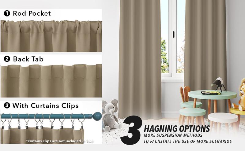 Deconovo 52W Plain Curtains 2 Panels Back Tab and Rod Pocket Thermal Insulated Room Darkening