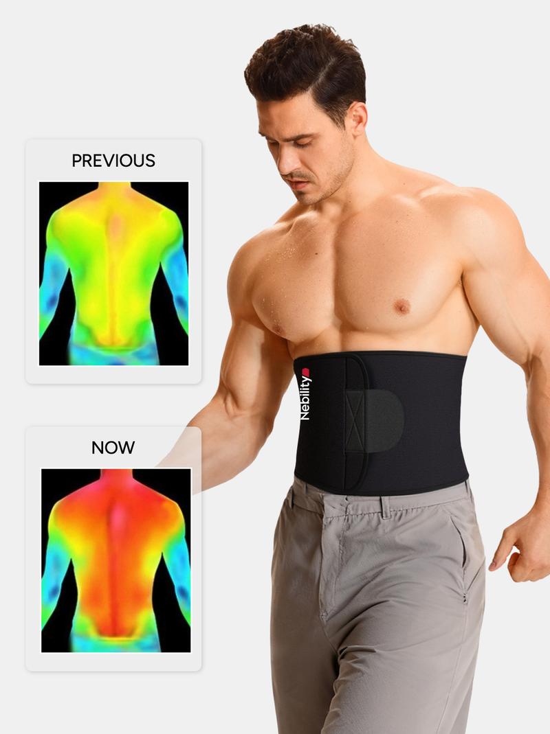 Nebility  Men’s Waist Trainer Fitness Belt – Sweat-Activating Waist Trimmer with Support, Core Temperature Boost, Lumbar Support & Adjustable Velcro Fit