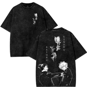Gojo Satoru Geto Suguru Besties JJk Jujutsu Kaisen Anime Manga 2 sided Washed T-shirt Fit graphic t-shirts Menswear graphic tee