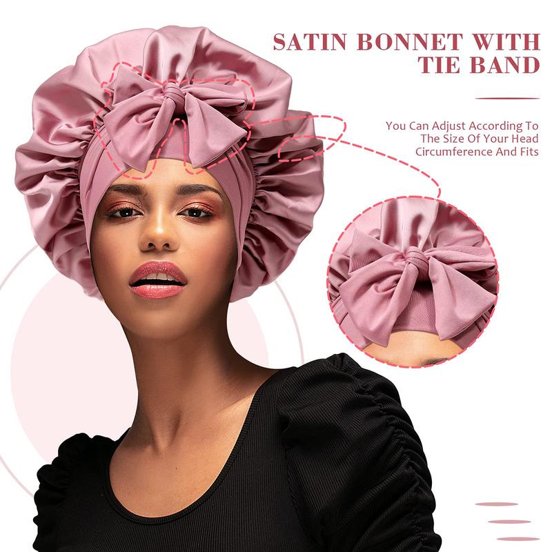 AWAYTR Satin Hair Bonnet Solid Color Single Layer Sleeping Caps Purple HairCare Cap Spring Summer Night Cap with Elastic Tie Band for Women TikTokShopBlackFriday