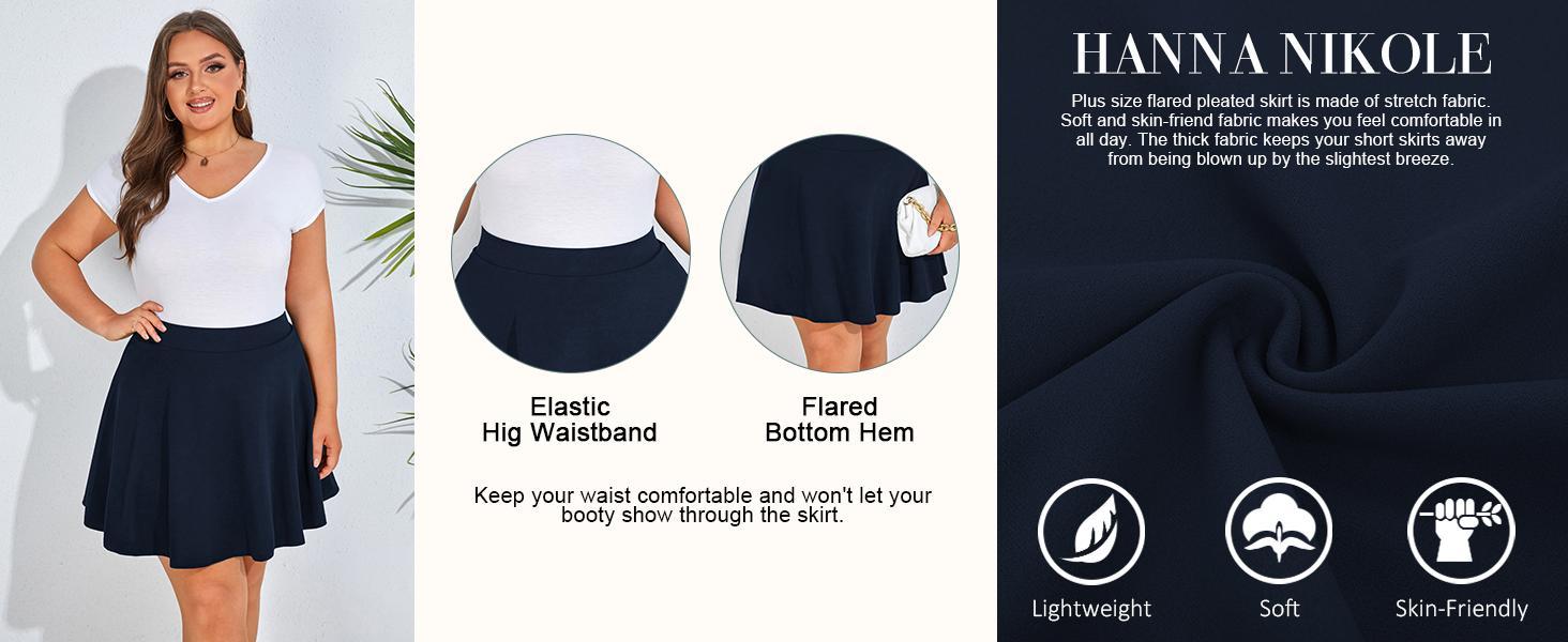 【S-XL&16-28W】Hanna Nikole Women Plus Size Casual Mini Skater Skirt Elastic Lining High Waist Basic Flared Skorts Pleated with Pocket Black Womenswear Palda Fitted Minimalist Bottom mini skirt #TikTokShopBlackFriday SpringStatements 【S-XL&16-28W】Hanna Nikole Women Plus Size Casual Mini Skater Skirt Elastic Lining High Waist Basic Flared Skorts Pleated with Pocket Black Womenswear Palda Fitted Minimalist Bottom mini skirt #TikTokShopBlackFriday SpringStatements