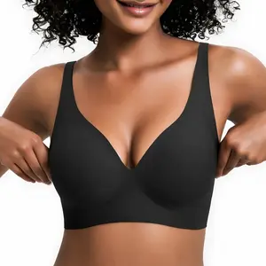 JELLY BRA - Wireless Seamless No Underwire Deep V Comfortable Smoothing Soft Lightweight High Elastic Fabric Adjustable Back Extra Extender Perfect Fit