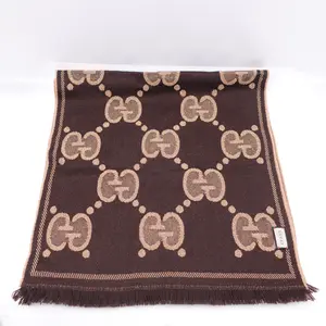 Pre-owned Gucci Jumbo GG Brown Wool Scarf T10357691