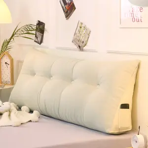 Cotton Soft Support Pillow,Triangular Wedge Headboard Pillow,Queen Size(59x19.6x7.8) Bedside Pillow for Rest Reading, Lumbar Pad Pillow with Head Pillow for Bedroom Living Room, Bed Backrest Positioning Support