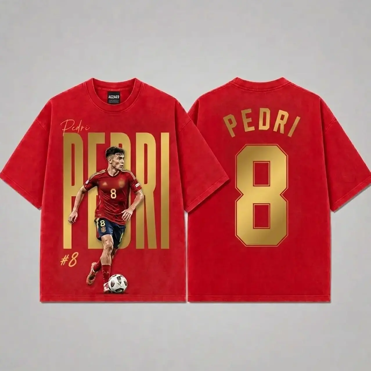 Pedri 8 Unisex Oversized Cotton T-Shirt, Sunday Soccer Outfit, Soccer Kit , Soccer Graphic Tee, Vintage Football Tee, 2026 Soccer Fan Shirt, National Soccer Fan Tee, Soccer Legend Shirt IKS