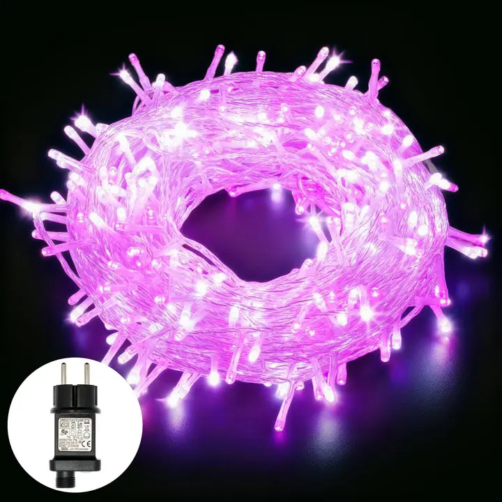 Quntis Pink&Cool White LED Valentine Lights String Lights 40M 400LEDs 8 Mode IP44 Waterproof Fairy Lights Mains Powered for Home Garden Patio Chirstmas Tree Xmas Wedding Valentines Day Outdoor Indoor Decoration Ornaments
