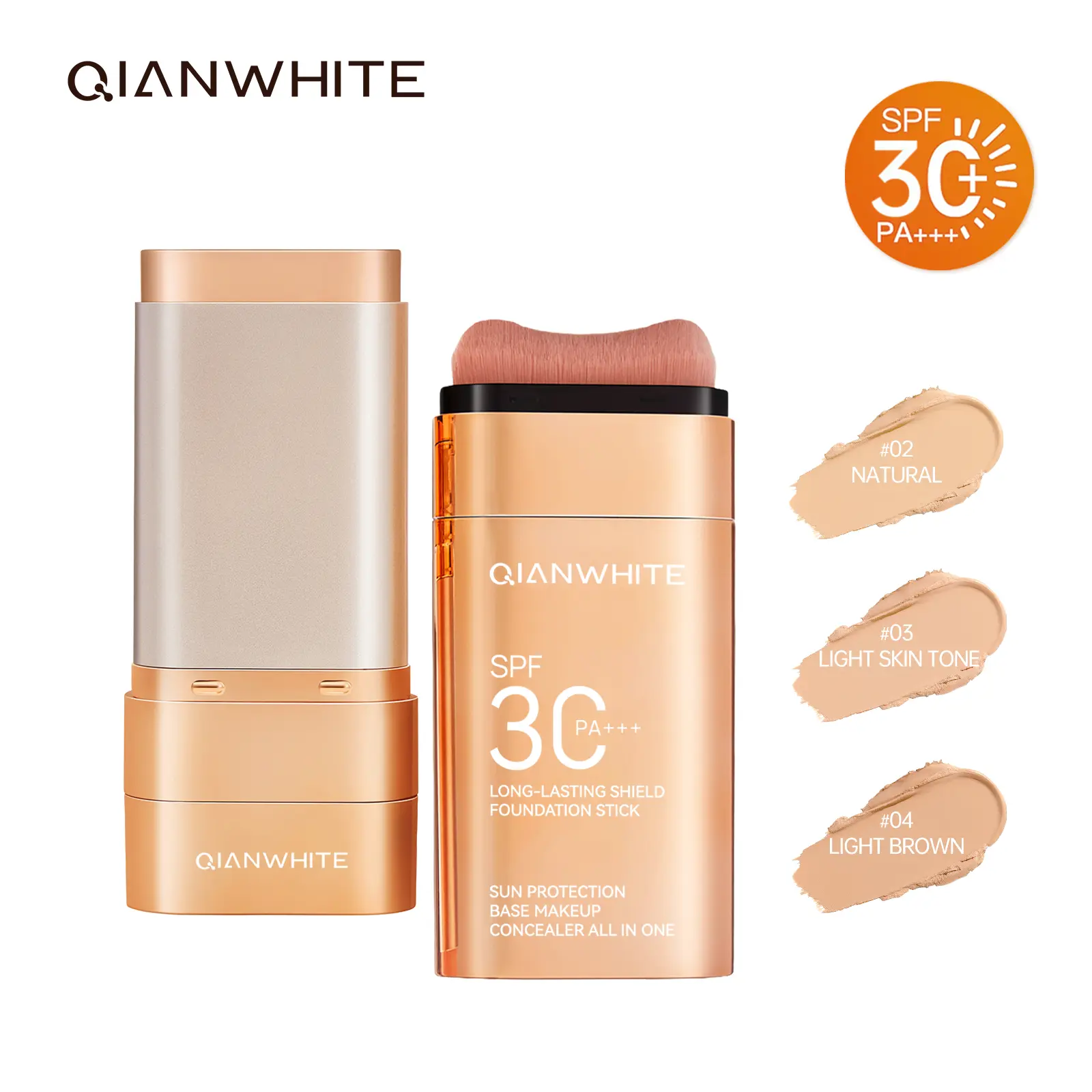 QIANWHITE Mineral Sunscreen Face Sunscreen Stick - Korean Skin Tinted Sunscreen for Face with SPF, Zinc Oxide Face Sunscreen for Women with Titanium Dioxide, Travel Size Facial Sun Screen Protection