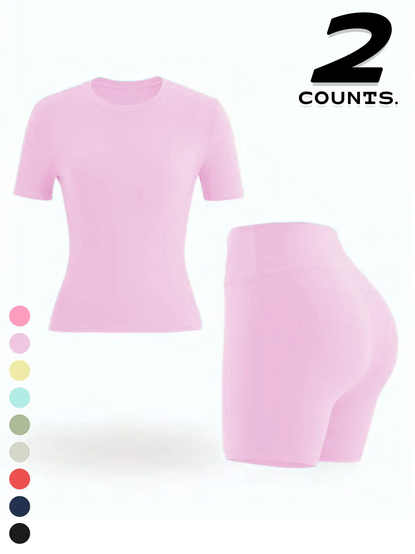 Women's Slim-Fit Short Sleeve Tee & Shorts Set, Breathable Stretchy Quick-Dry Fabric, Casual Fashion Co-ord Set for Home & Outdoor Activities, Athleisure Sportswear