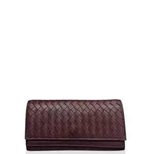 Pre-owned Bottega Veneta Leather small leather goods Continental Wallet Intrecciato Nappa Burgundy (qy012826d7)