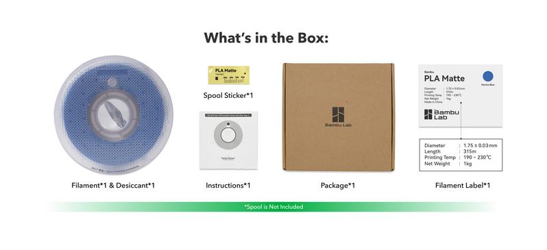 Bambu Lab Matte PLA 3D Printer Filament, 1.75mm PLA 3D Printing Filament Dimensional Accuracy +/- 0.03 mm, Fast Printing RFID PLA, No Warping & Tangling, 3D Print Material with Reusable 1kg Spool