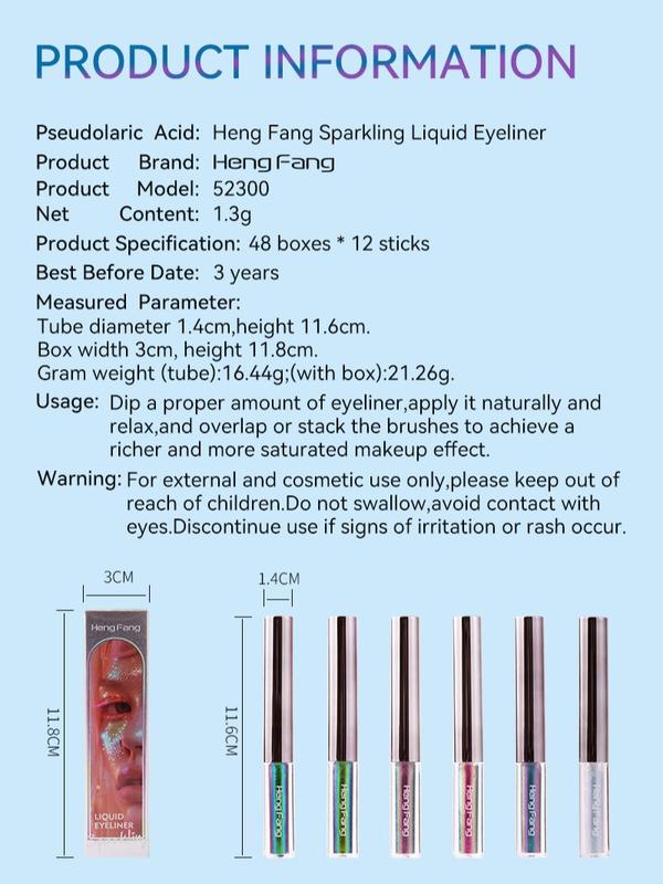 Multi-Chrome Glitter Liquid Eyeliner Pen — 6 Color-Shifting Shades (Fine Point Brush Tip, Richly Pigmented No-Prime Formula, Smooth Non-Drying Texture for Party/Everyday Bold Eye Looks)  #ColorShiftingGlitterEyeliner #FineTipEyelinerPen