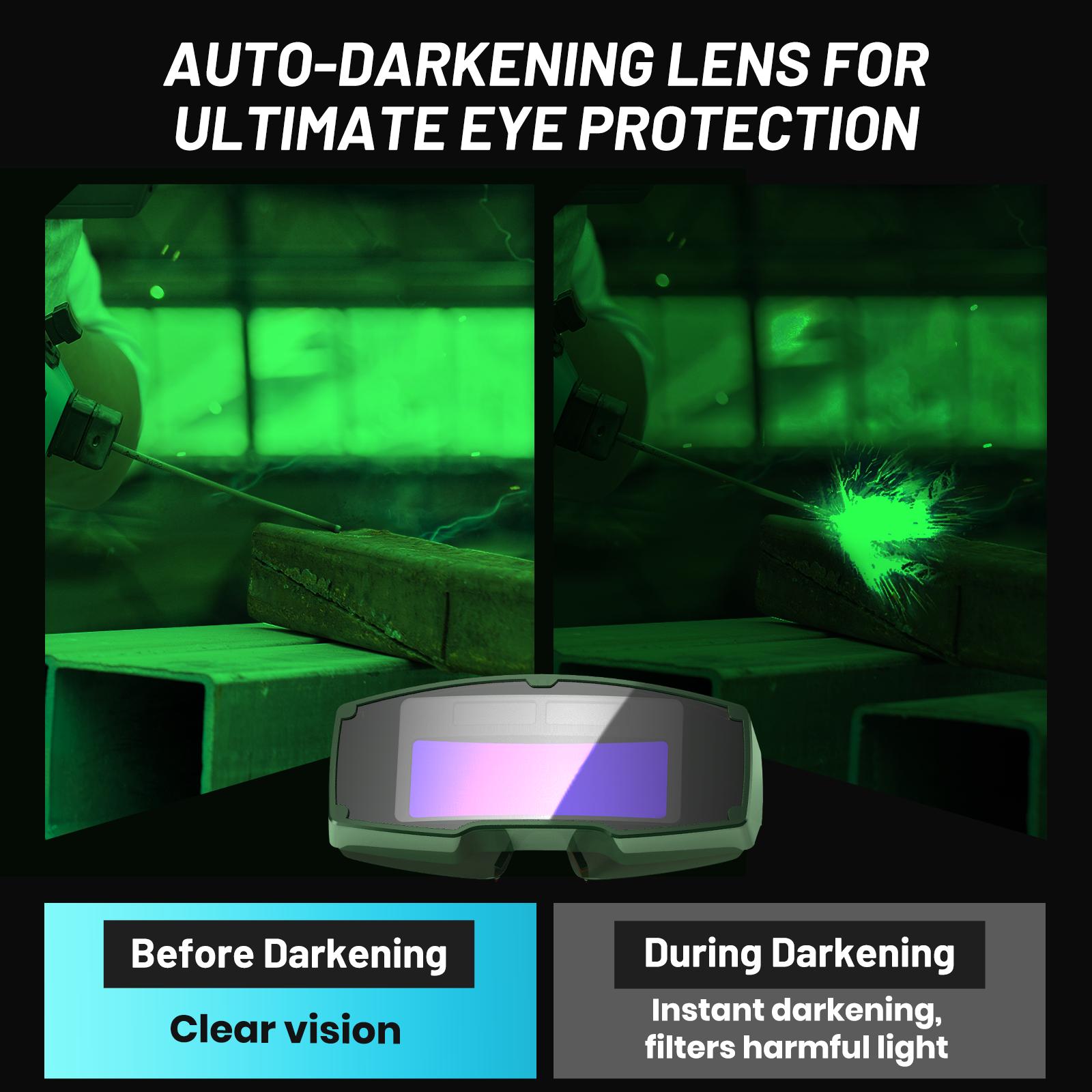 SEESII Handheld Welder 110V 120A Portable ARC Welding Machine with True Color Auto Darkening Goggles & Chipping Hammer for 3/64"-1/8" Rods Smart IGBT Inverter Technology 20-120 Amp Output Outdoorfun