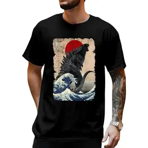 EEY  Cotton Retro Vintage Japanese Art Legendary Rare Kaiju T-Shirt