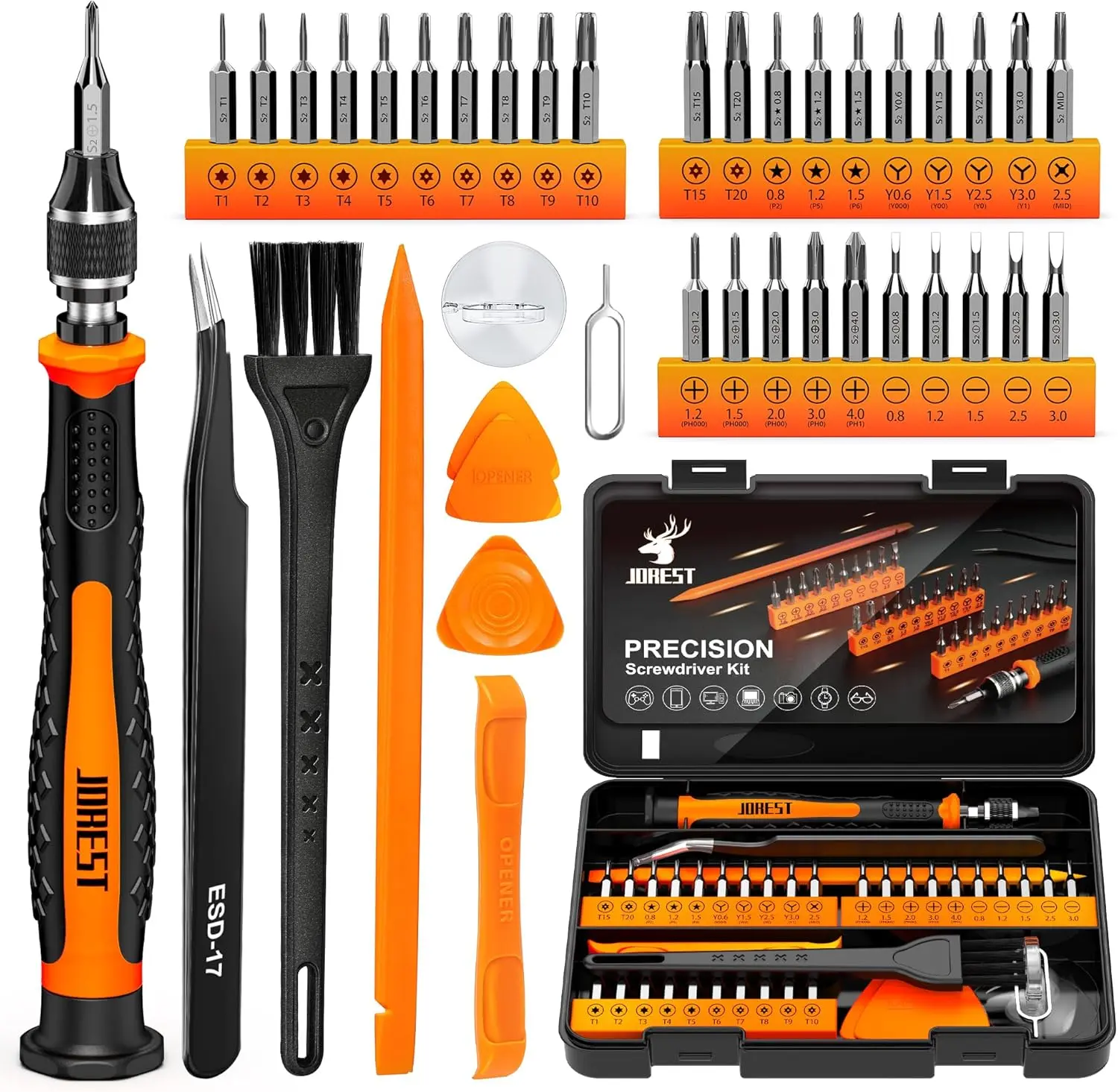 40Pcs Precision Screwdriver Set,Small  Screwdriver with Torx T5 T6 T8 | Mini Repair Tool Kit for Macbook, Computer, Laptop, iPhone, PS4 PS5, Xbox, Switch, Glasses, Watch, Ring Doorbell, Electronics