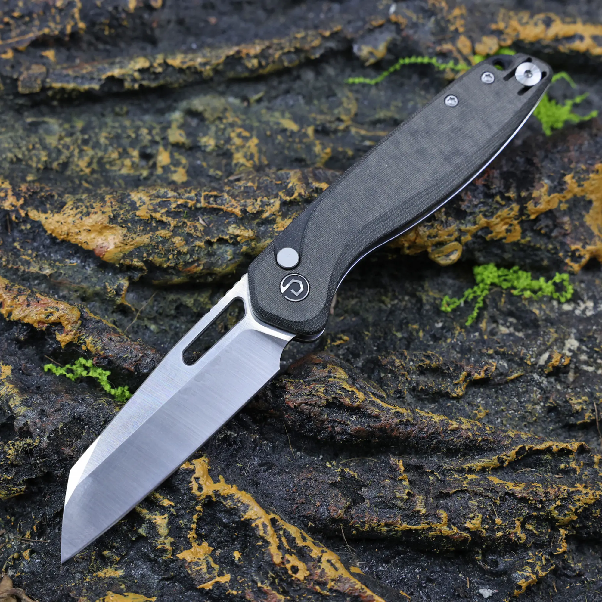DEFCON Knives Warhawk Tactical Folding Knife, 3" Sandvik 14C28N Steel Sheepfoot Blade with G10 Handle and Button Lock for Outdoor EDC Survival, Tactical Knives