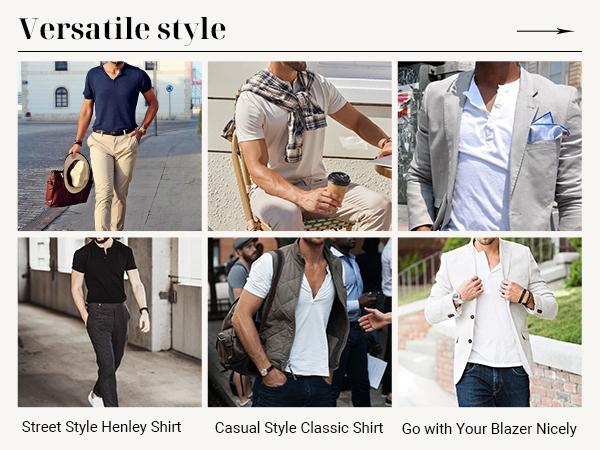 COOFANDY Mens Cotton Henley T-Shirts Short Sleeve Button Casual Basic Tees Work Shirts with Split Side Streetwear Top