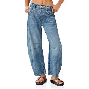 Cicy Bell Women's Baggy Boyfriend Jeans Vintage Wide Leg Mid Rise Barrel Denim Ankle Pants