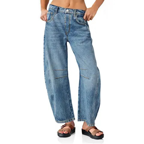 Cicy Bell Women's Baggy Boyfriend Jeans Vintage Wide Leg Mid Rise Barrel Denim Ankle Pants