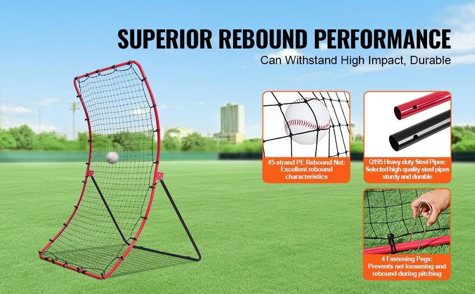 【Father's Day】VEVOR Baseball And Softball Rebounder Net,  , 4 x 5.5 ft PitchBack Baseball Pitching Nest, Pitch Return Trainer Rebound Net with Pitching Target, All Angle Fielding Rebound Net for Grounders Pop Flies