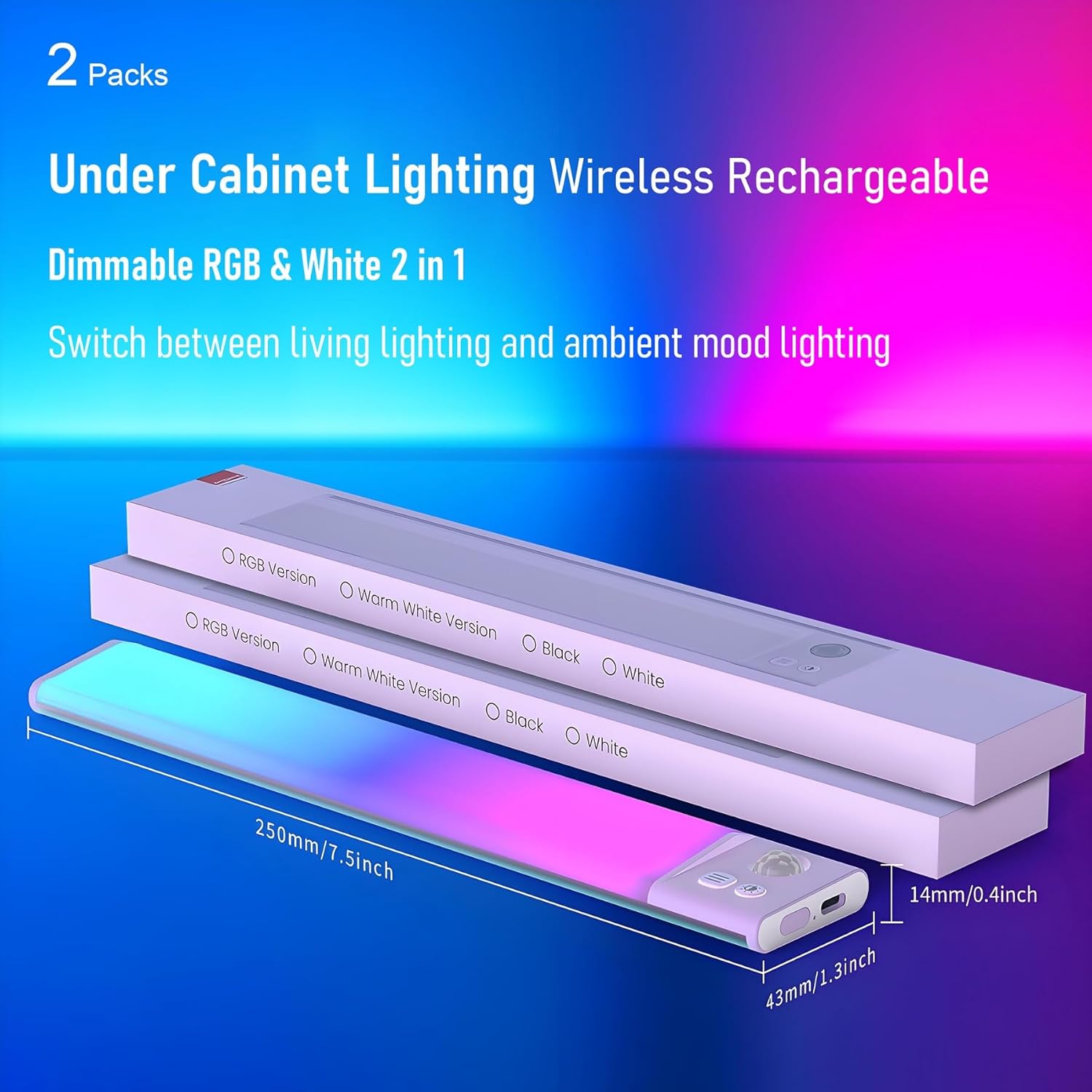 Stunning Motion Glow Cabinet Light Upgrade — Under Cabinet Lights with smart motion sensor, 1500mAh USB rechargeable battery, magnetic installation, dimmable warm/white modes for kitchen, pantry, closet, hallway decor & Christmas gifting