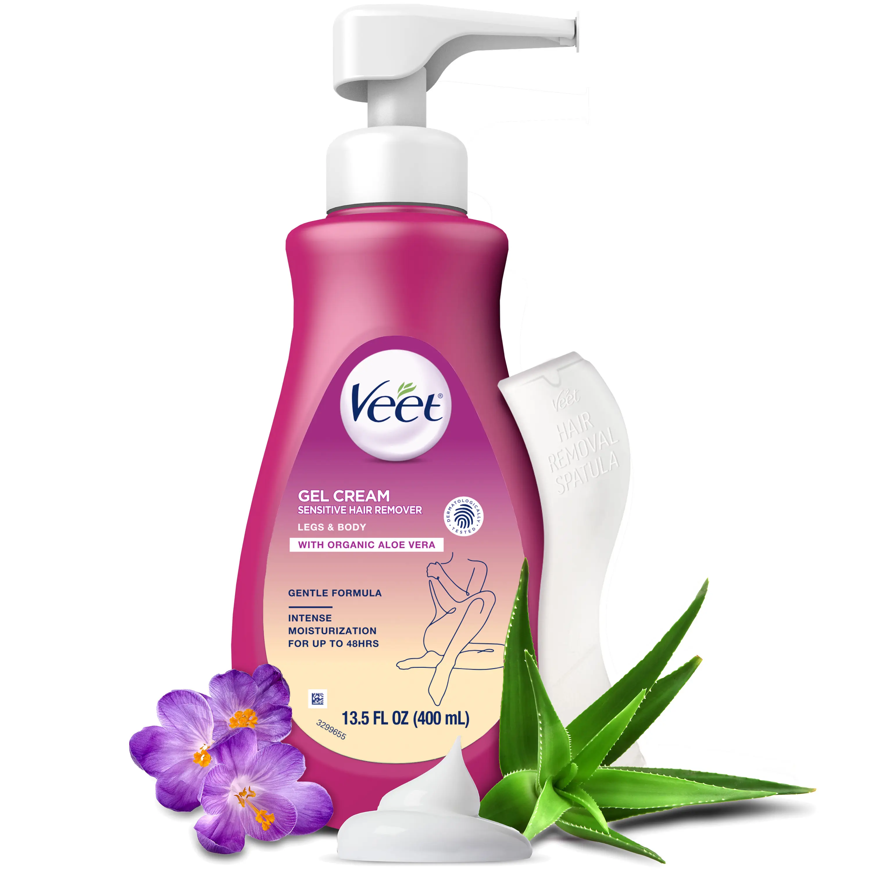 Veet Sensitive Skin Hair Removal Gel Cream - Beauty Products, Self Care Products, with Aloe Vera, Vitamin E, Dermatologically Tested, 13.5 Fl Oz, for Legs & Body (Packaging May Vary), Body Care, Cosmetic