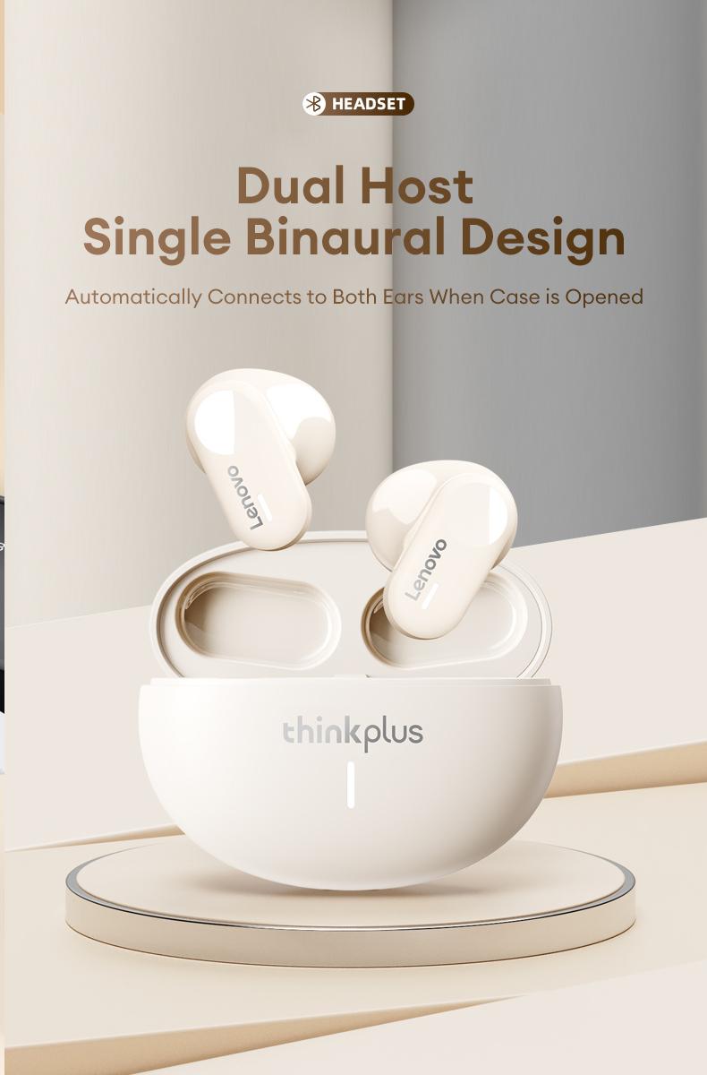 Lenovo LP19 In-Ear Wireless Earbuds with Bluetooth 5.1 for Faster, More Stable Connection, 360° Surround Sound, Hi-Fi Audio Quality, Smart Compatibility, Wireless Headphones for Music & Phone Calls