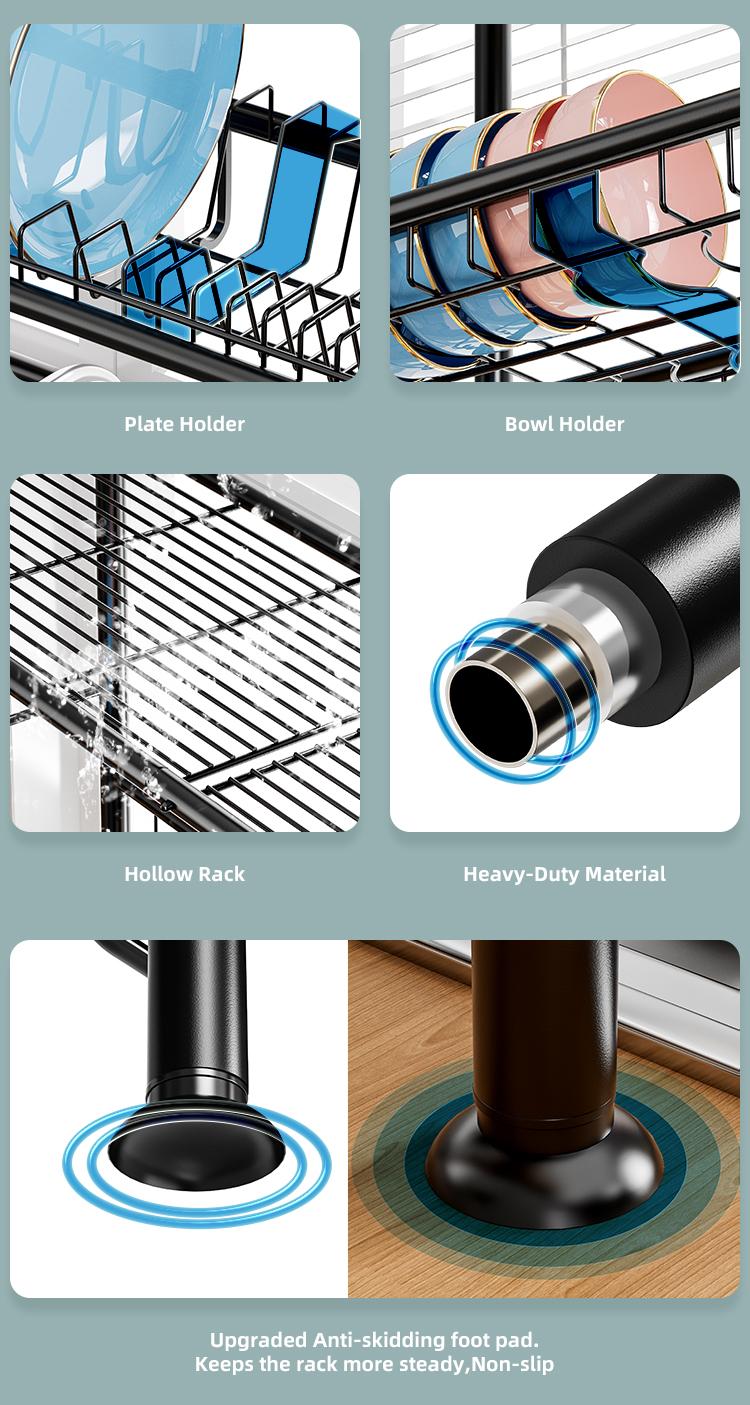 【Holiday Deals】San Dream Over Sink Rack Kitchen Over The Sink Dish Drying Rack Organizer Large Space Saving Dish Drainer Countertop Dishes Rack On Counter Caddy Utensil Metal Organizer 1&2 Tiers