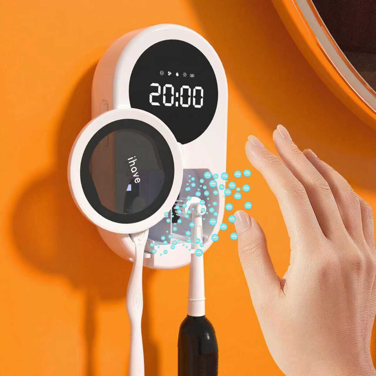 iHave Smart UV Toothbrush Sanitizer Holder with Turbo Air Drying & Heating,360° Deep Clean Care Using UV&Ionic Technology,Wall Mounted & Portable Rechargeable Design, Touch & Gesture Control, Hygienic Oral Care Solution for Kids & Adults at Home or Travel