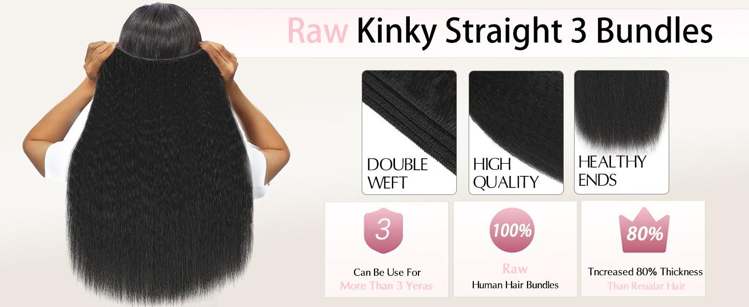 Lemoda Raw Kinky Straight Human Hair Bundles 100% Unprocessed Brazilian Human Hair Full and Thick 3 Bundles 16A Double Weft Yaki Straight Bundles Human Hair Natural Color Lemoda Raw Kinky Straight Human Hair Bundles 100% Unprocessed Brazilian Human Hair Full and Thick 3 Bundles 16A Double Weft Yaki Straight Bundles Human Hair Natural Color