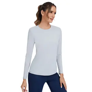 Kecols Long Sleeve Undershirts for Women Stretch Crew Neck Undershirt Soft Skin-Friendly Fabric High-Elasticity Tee