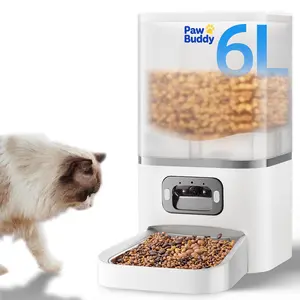 Automatic Cat Feeder, 6L Timed Pet Dry Food Dispenser with Clog-Free Design, Programmable, Dual Power Supply, Desiccant Bags, Auto Feeder for Cats, 1-6 Meals Per Day, with Stainless Steel