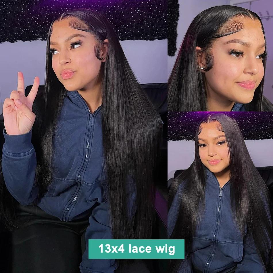 Bone Straight 13x6 HD Transparent Lace Front wigs Human Hair Wig For Brazilian Straight Hair 13x4 Lace Frontal Wig