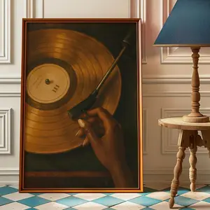 Vintage Wall Art | Black Woman Vinyl Art Print | Record Player Poster | Framless Poster 1