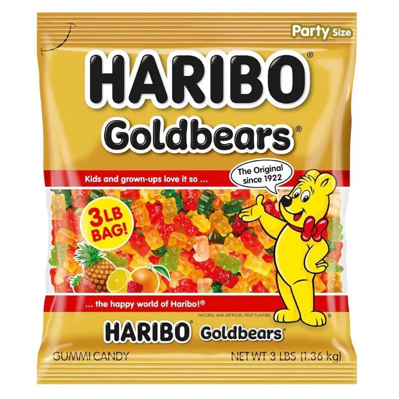 HARIBO Goldbears Gummi Candy 3 lb Bag Assorted Flavors Party Size Original Since 1922 Happy World of Haribo