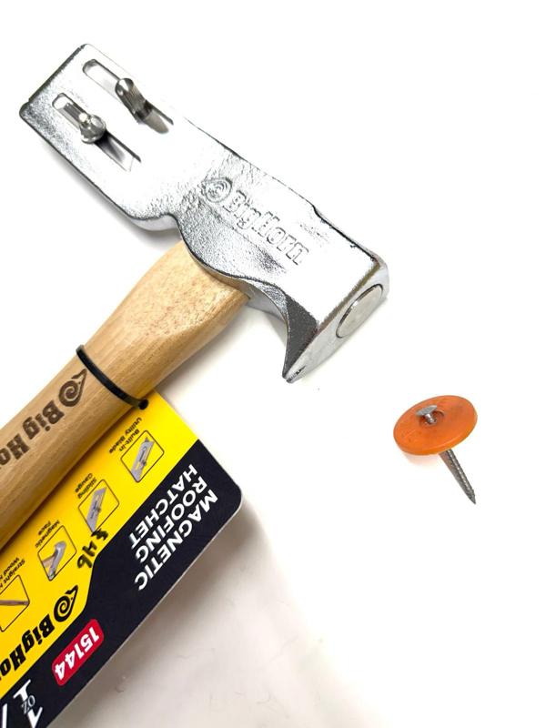 BigHorn 17oz Magnetic Roofing Hatchet with Wooden Handle for Efficient Nailing and Roofing Tasks