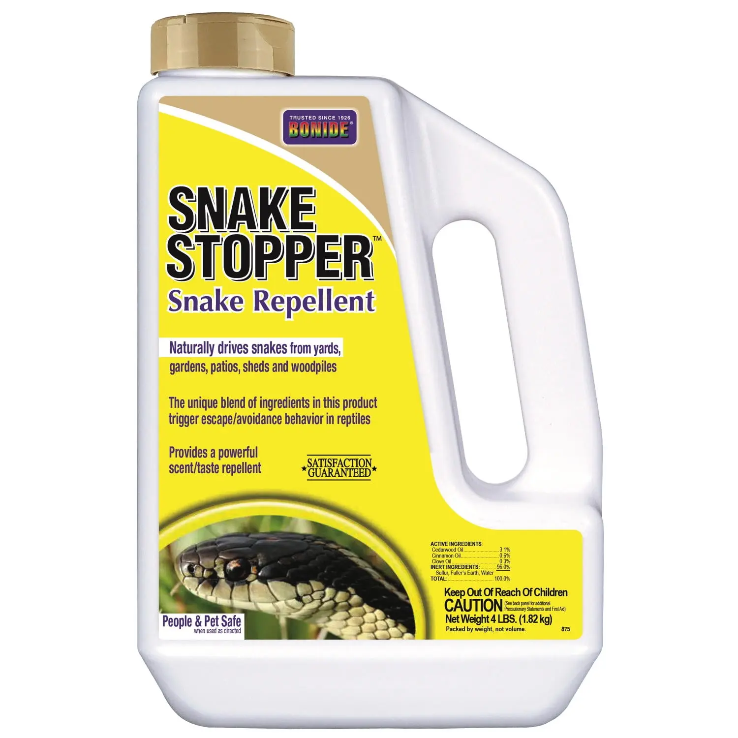4 lb Biodegradable Snake Repellent Scent Dust Container - Long-Lasting Residential Pest Control for Yards, Flower Beds, Discourages Unwanted Reptiles (Snakes, Lizards, Iguanas), Covers Up to 400 sq ft, Check Label, Outdoor Areas
