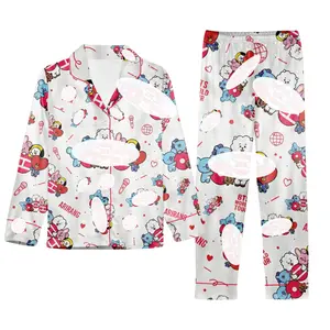 BTT21 World Tourr White Long Sleeve Pajama, Arirrang Theme Sleepwear For Fans, Cute Kppop Merch Loungewear, Birthday Gift Idea | 300126.C04130.ID02